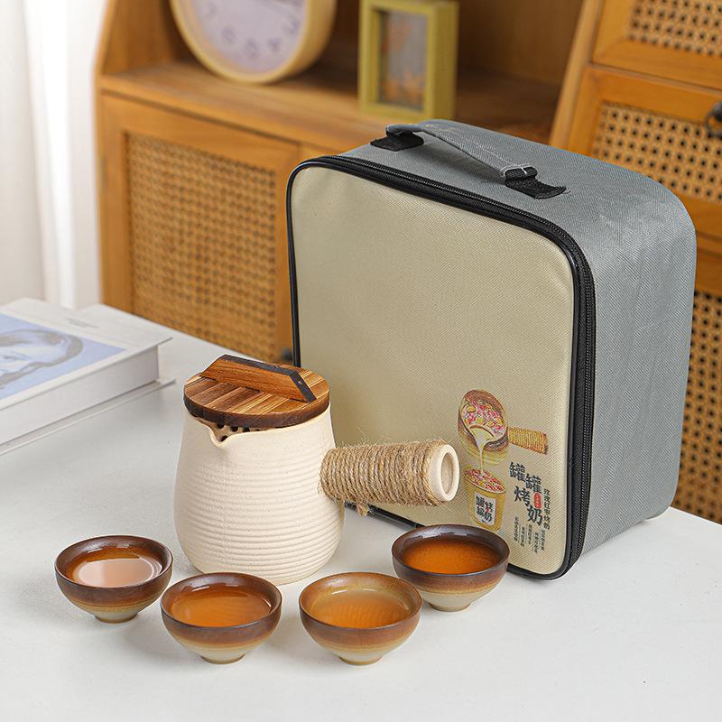 Fire-friendly Ceramic Tea Pot Set: Heat-resistant, perfect for roasting tea, boiling milk, and open flame cooking.