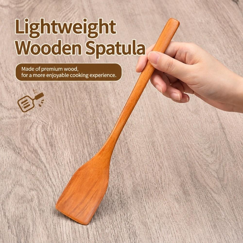 Long Handle Cooking Shovel Smooth Surface Grilling Spatula Portable Wooden Spatula Barbecue Grill