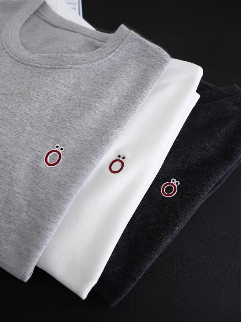 Women's Summer Embroidered Short-Sleeve T-shirt: Versatile Solid Color Base Layer Tee