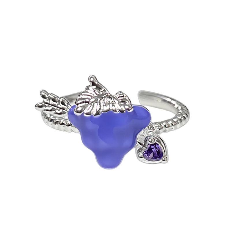 Purple Rhinestone Open Ring: Women's Luxury Grape Fashion Accessory