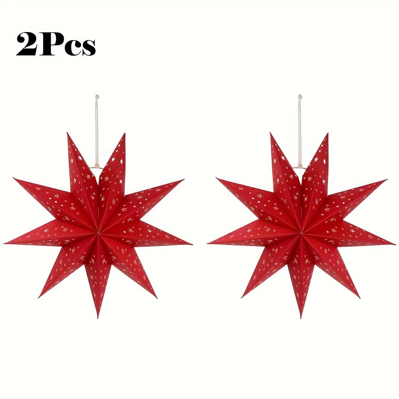 

3d Folded Nine-pointed Star Paper Lampshade Lantern, Christmas Decoration Pendant, Festival Venue Decoration