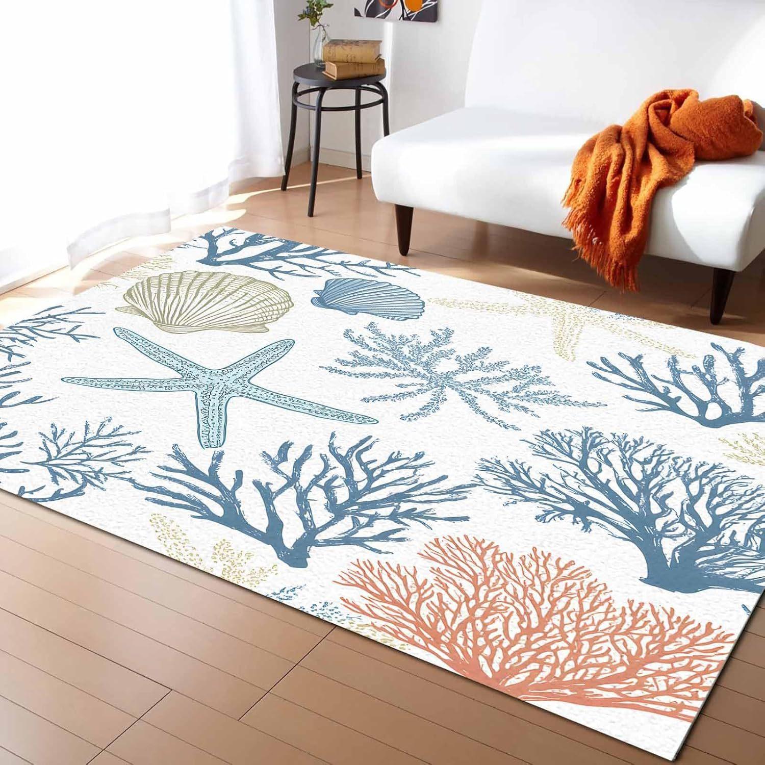 

Ковер Летний Океан Коралловый Ковер Гостиная Чайный Столик Диванный Ковер Фланелевый Складной 120 * 160cm