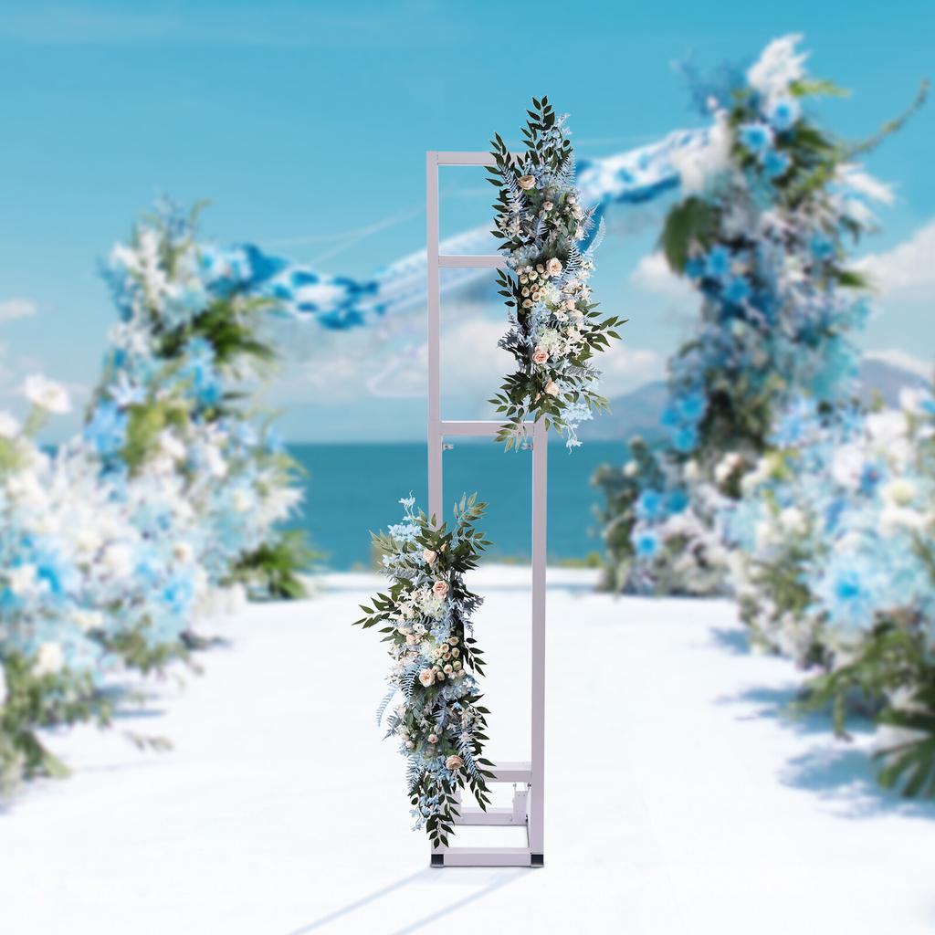 Wedding Arch Backdrop Stand, White Adjustable Telescopic Background Pole, Easy Setup & Sturdy Support for Wedding Ceremony