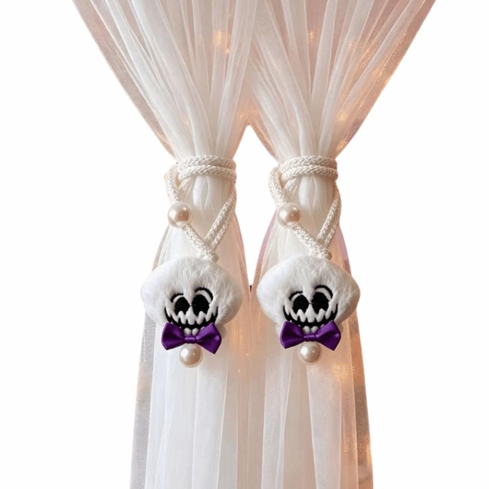 2Pcs Cartoon Halloween Curtain Ties Cute Ghost Curtain Buckles  Holiday Decoration