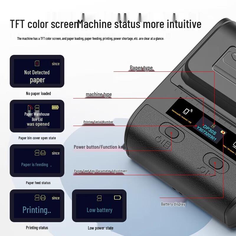 Detong Portable Thermal Label Printer CN Plug (adapter Included)