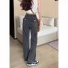 Spring-Autumn Retro Denim Cargo Pants: Stylish Women's Loose Straight-Leg, Multi-Pocket Design