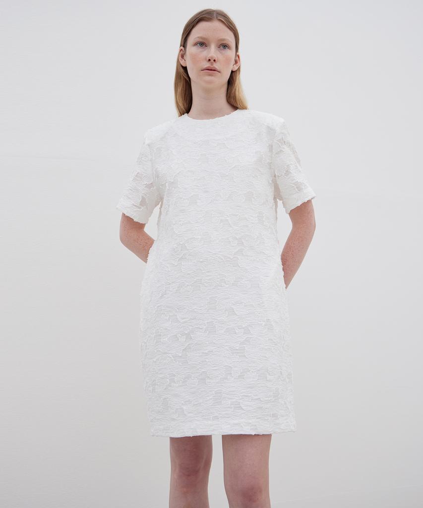 Leuba Flower-Jacqaurd Mini Dress - Off White