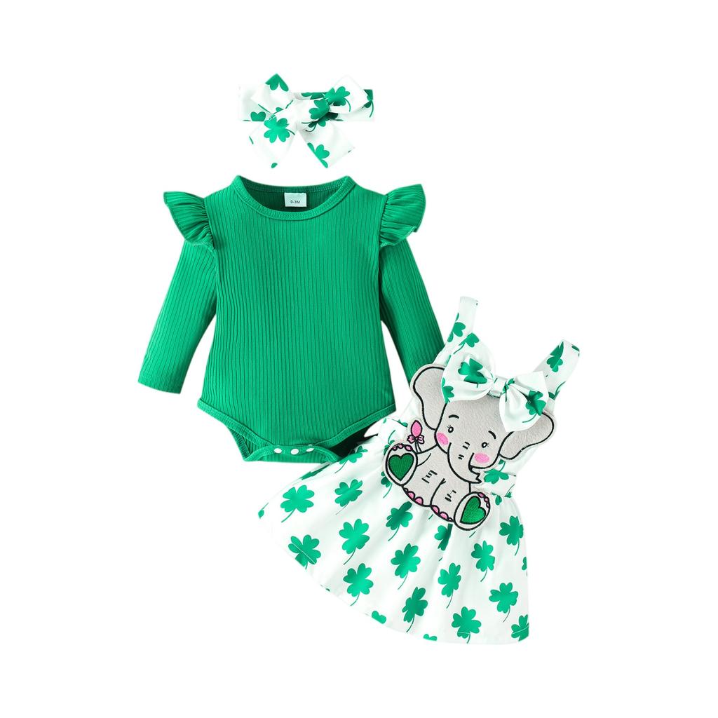 Dívčí dětská kreslená souprava overalu a šatů