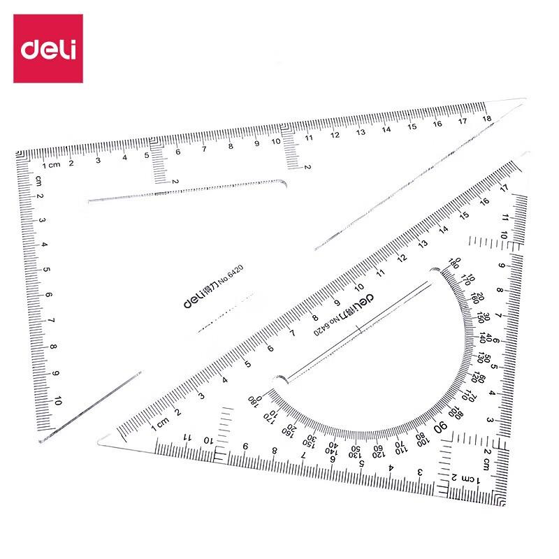 Deli Transparent Plastic Triangle Ruler Set