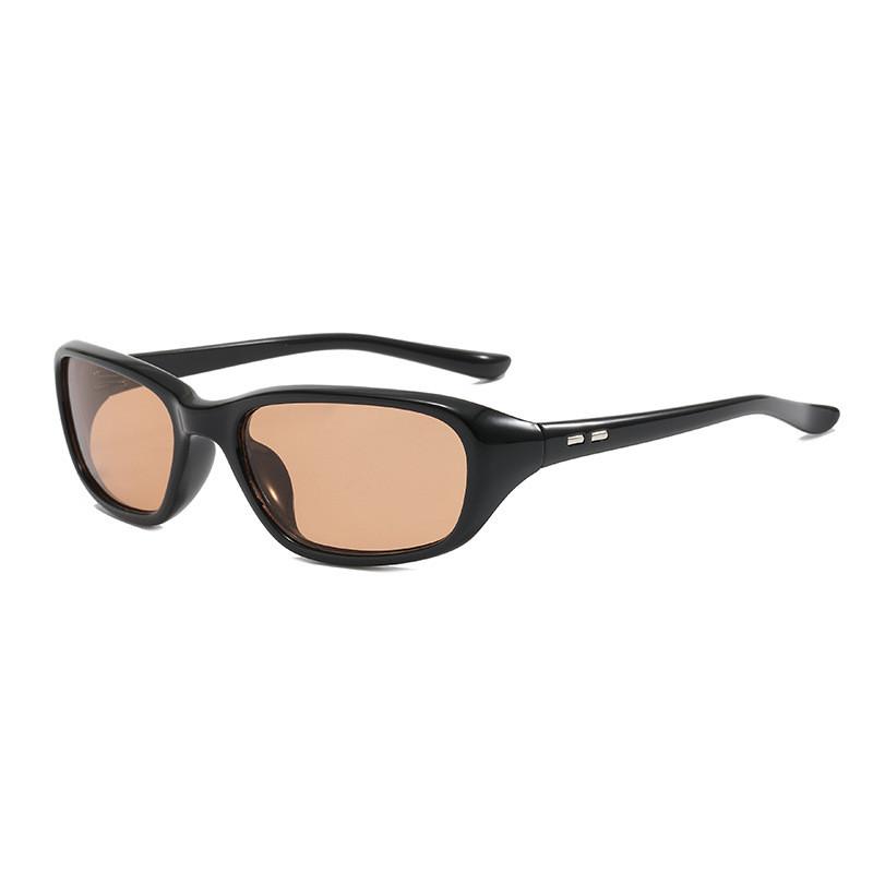 Black Frame Circle Sunglasses With Uv400 Protection For Outdoor Sports And Fashion