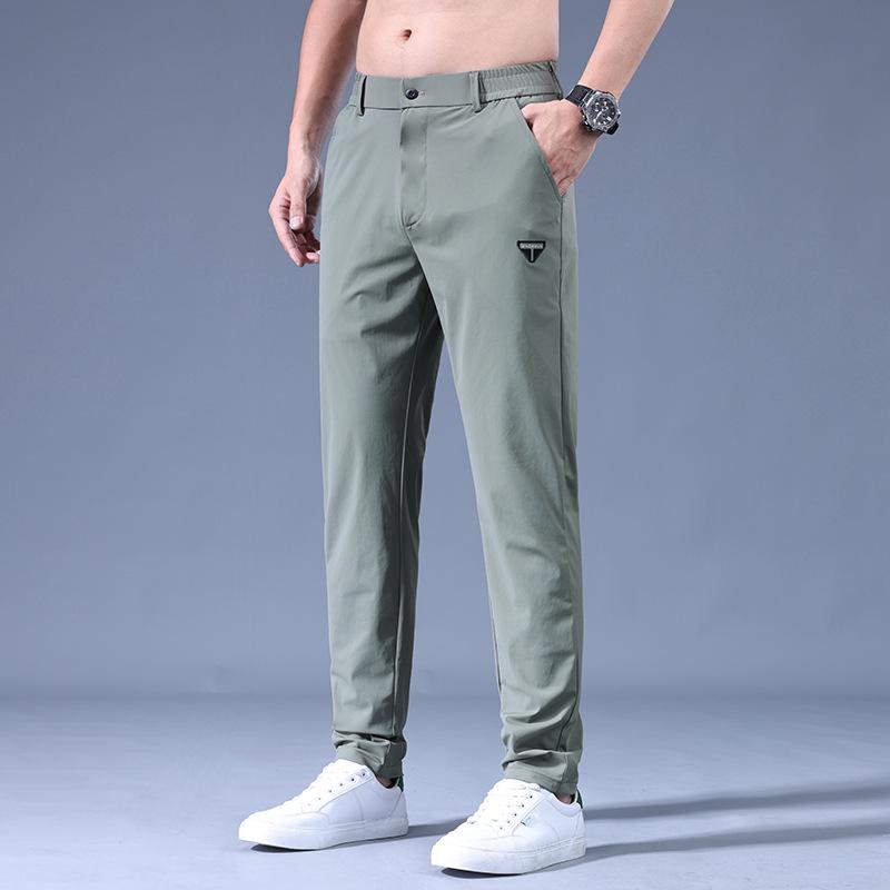 Spring Summer Ultra-thin Men's Stretch Slim Straight Casual Pants Fashion Breathable Golf Sports Trousers