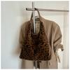 Hobo Bag for Women Plush Black Leopard Print Single Shoulder Carry Daily Use