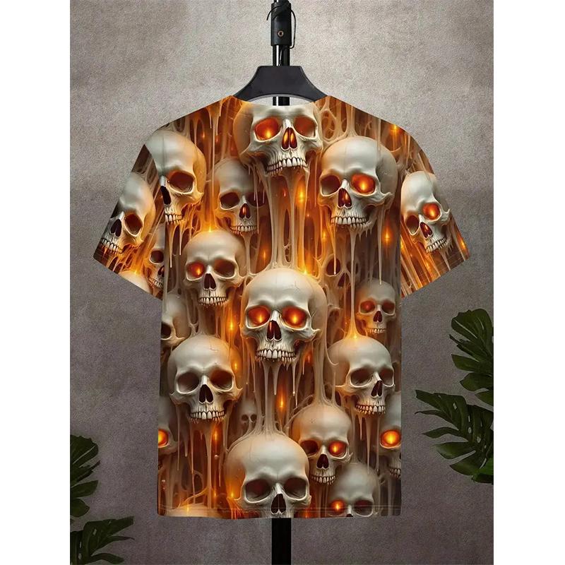 Men's T-Shirt Cool Skull Graphic 3D Printed T-Shirt Street Style Round Neck Fashion Men's Oversized