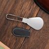 Portable Foldable Stainless Steel Shoehorn Compact Design with Faux Leather Handle For Seniors Travel And Home Use