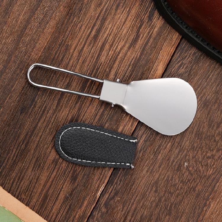 Portable Foldable Stainless Steel Shoehorn Compact Design with Faux Leather Handle For Seniors Travel And Home Use