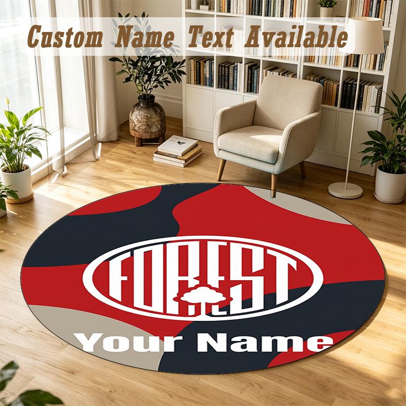Round Rug Custom NameNottingham Forest FC Pattern Non Slip Carpet Home Floor Decor