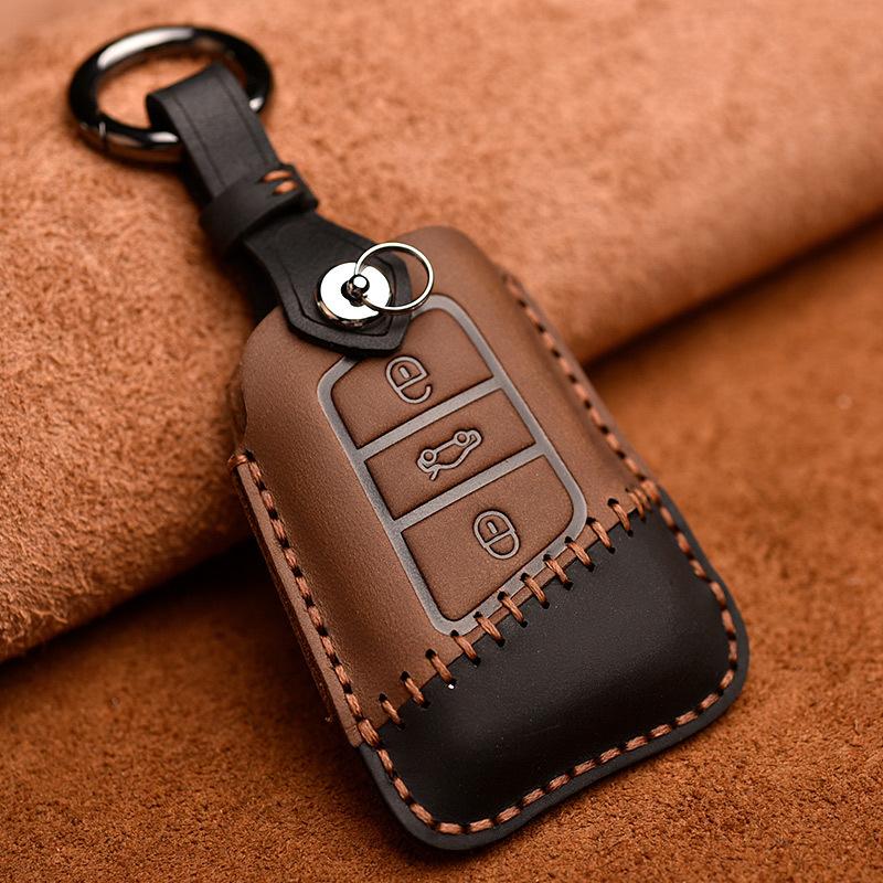 Leather Car Key Cover Case For VW Volkswagen Tiguan MK1 MK2 Magotan Passat B8 Polo Golf 4 5 6 7 mk7 Jetta POLO Eos Scirocco
