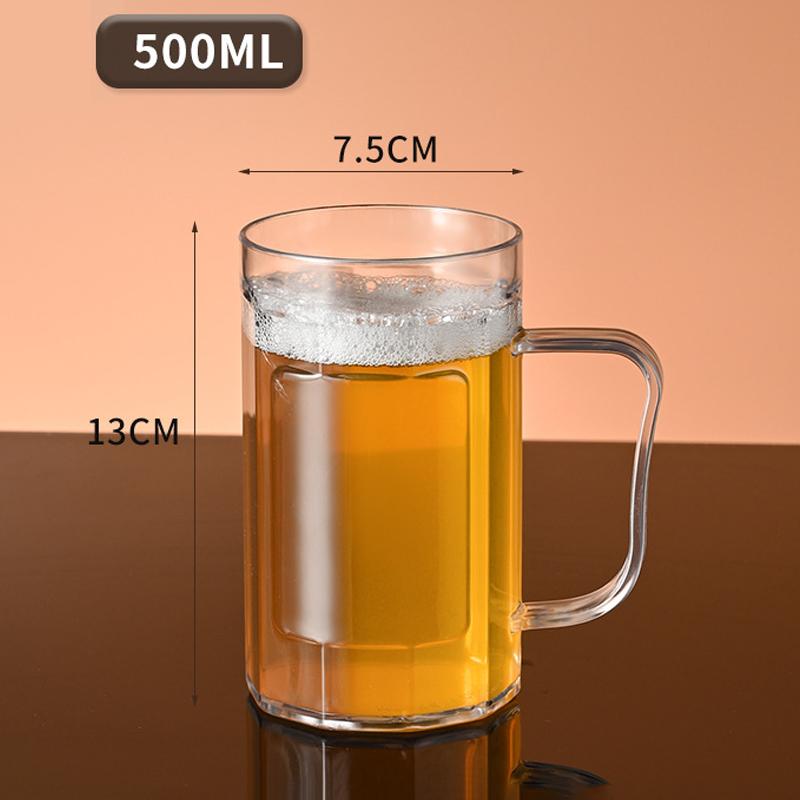 Shatterproof Unbreakable Beer Mug Transparent Acrylic Drinking Cup for Juice Water Pub Home Daily Use 500ML