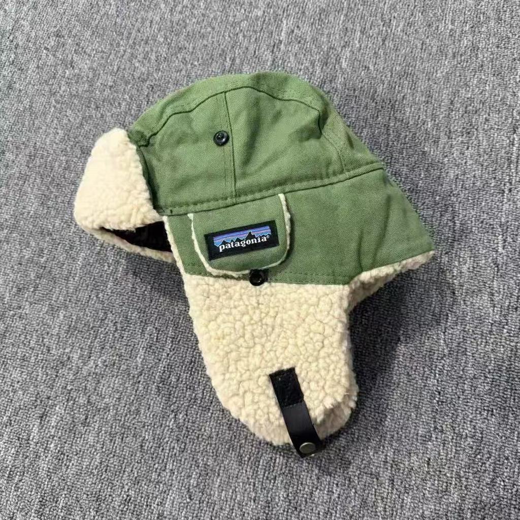 Winter Thickened Patchwork Lamb Wool Ear Flap Hat Unisex Windproof Warm Pilot Cap Cold Weather Beanie