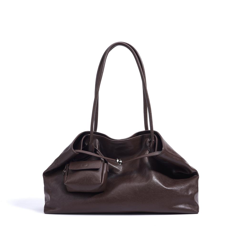 New Trendy Fashion Single-shoulder Women's Bag Design, Genuine Leather Large-capacity Commuter Bag, Casual Tote Bag