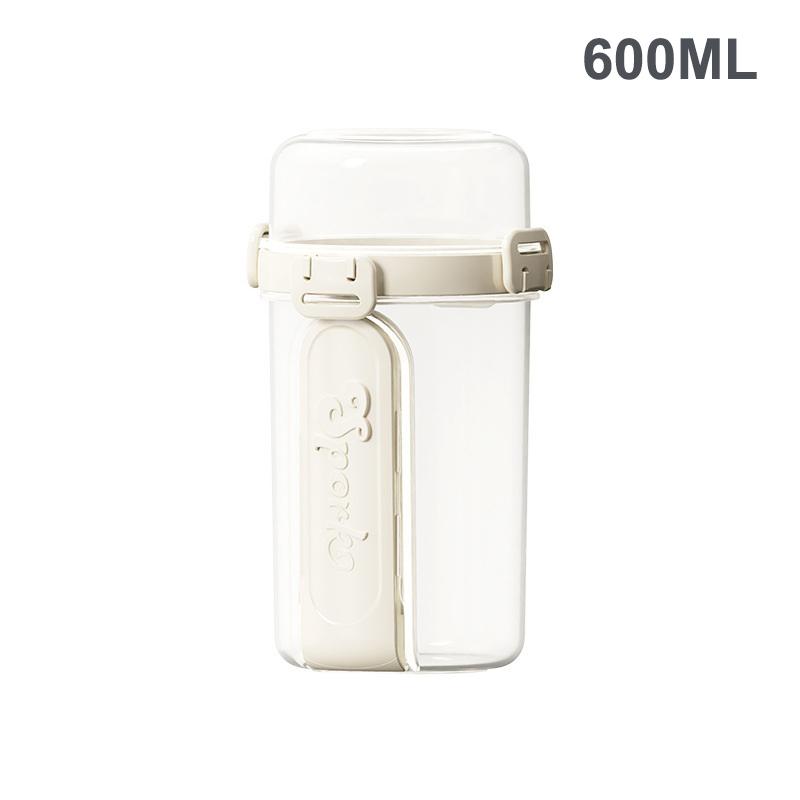 600ML Salad Oatmeal Cup Breakfast Double Cup Cereal Nut Yogurt Container Set With Dressing Holder Fork Meal Preparation