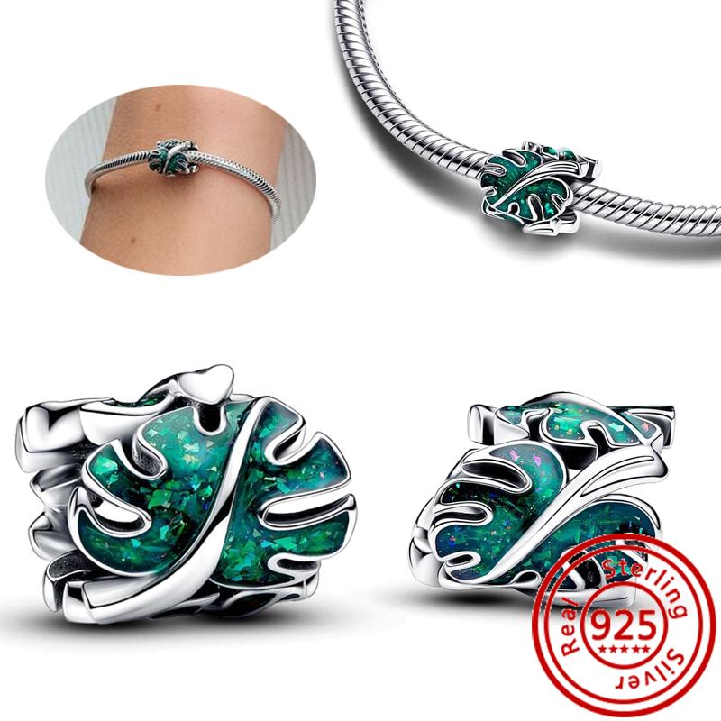 New 925 Copper Fit Original Pendant Charm Bracelet DIY Climbing Frog Adventure Backpack Openwork Elephant Green Tree Leaves Bead