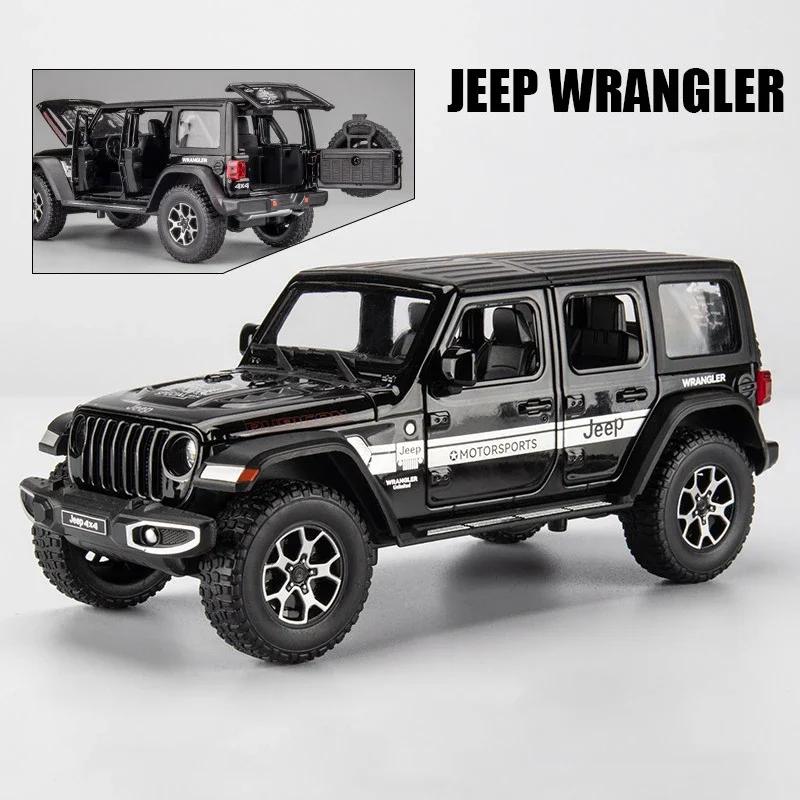 1/22 Jeeps Wrangler Rubicon Alloy Model Car Toy Diecasts Metal Casting Pull Back Sound and Light Car Toys for Children Vehicle