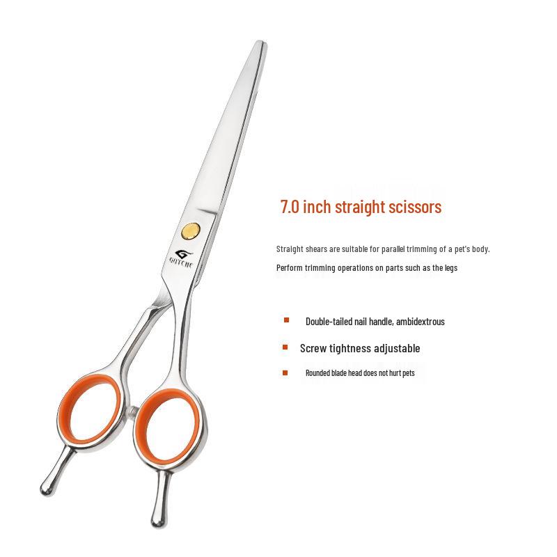 Pet Grooming Scissors: 7-Inch Straight & Thinning Shears for Dog Trimming and Styling