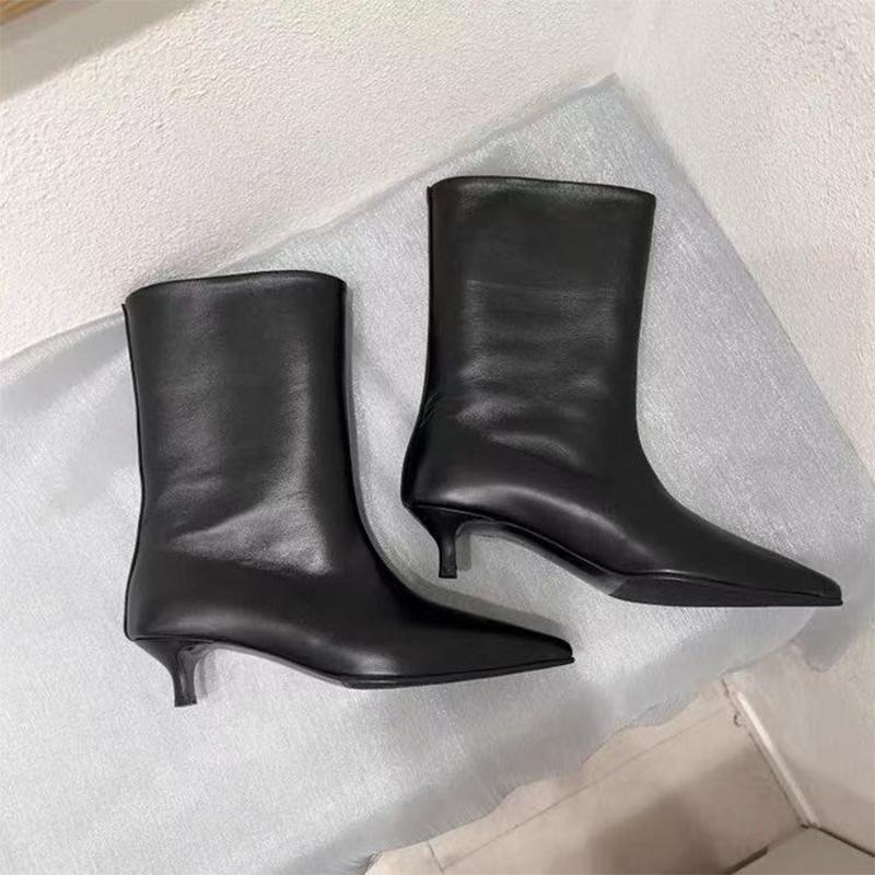 Pointed Toe Women's Ankle Boots Elegant Mid Heels Leather Shoes  Winter Chelsea Boots Pumps Walking Trend Fad Mujer Botas