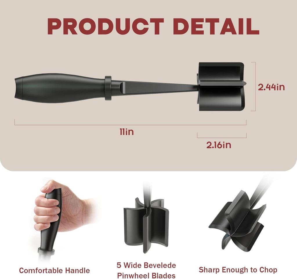 Hamburger Meat Masher Meat Mixing Tool Anti Stick Meat Mixer Black