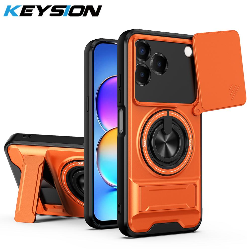 

KEYSION Магнитный чехол для телефона для ZTE nubia V80 Pro Blade V80 Дизайн Слайдер Защита камеры Вертикальная подставка Кольцо Ударопрочный чехол for nubia V80 Pro оранжевый