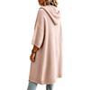 Women's Color Hooded Knit Cardigan with, Soft Thick and Warm, Long Length Three-Quarter Sleeve, Elegant Casual Outerwear for Spring Fall Winter
