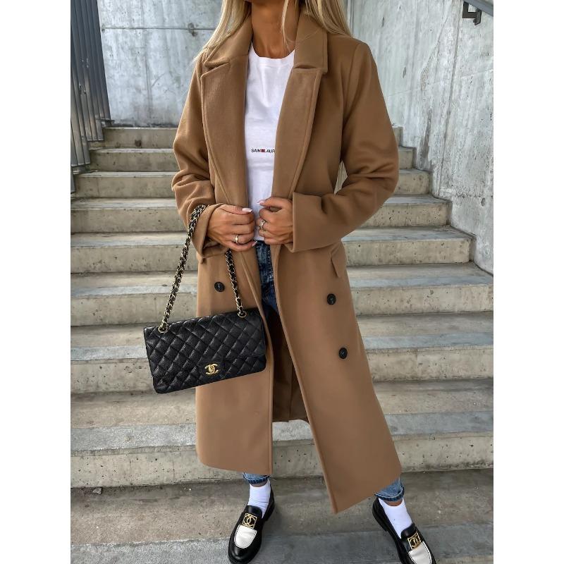 GMXIA Dámské Vintage ležérní jednobarevný potisk Podzim Zima Dlouhý rukáv POLO bundy a kabáty