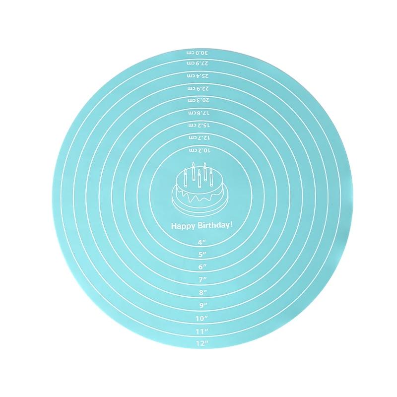 

Круглый коврик для выпечки для поворотного столика для торта, нескользящий коврик, кухонный инструмент для выпечки 1PC светло-зеленый