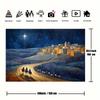 2D plane, 1pc Nativity scene background - traditional Bethlehem City with shepherds, starry sky and the birth of Jesus