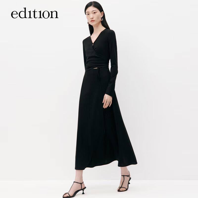 Edition Women s Tailored Metal Buckle Tie-Waist Triacetate A-Line Dress S