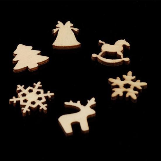 50Pcs Wooden DIY Christmas Tree Snowflake Star Hanging Ornaments Table Craft