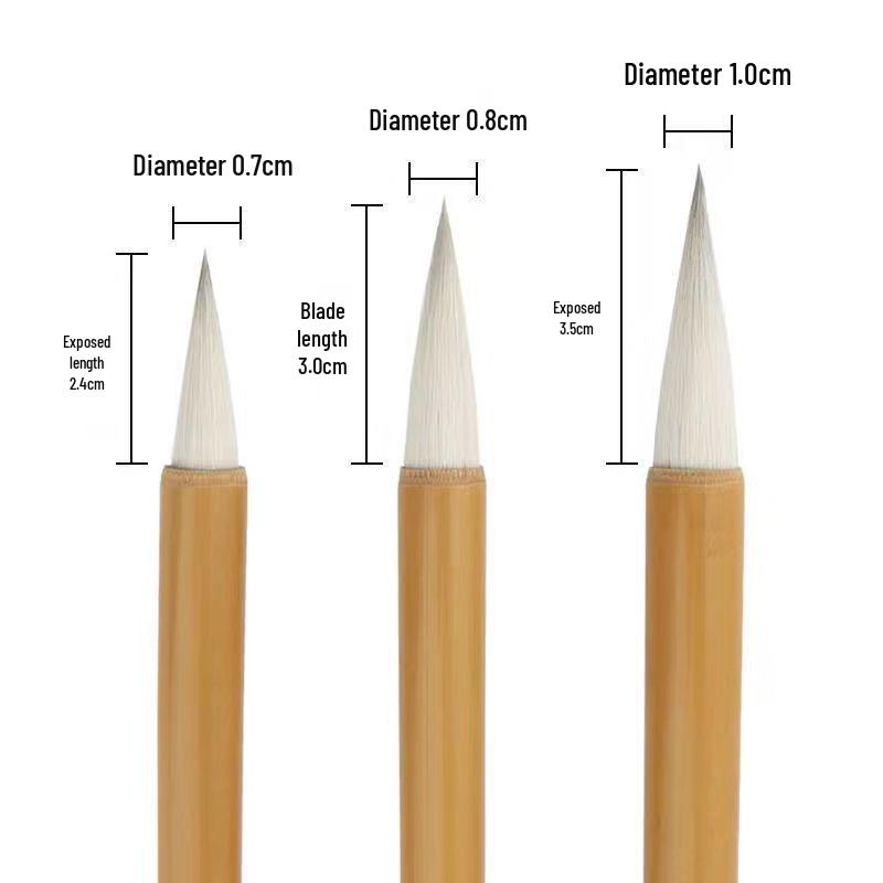 Beginner White Cloud Brush - Mixed Wolf and Sheep Hair for Chinese Painting & Calligraphy, Small/Medium Regular Script