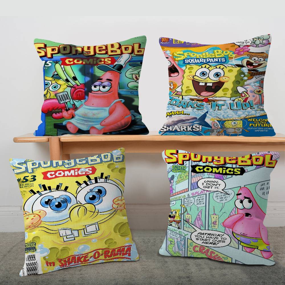 S-Sponge B-Bob Anime Pillow Cover For Bedroom Room And Living Room Sofa Decorative Cushion Cover