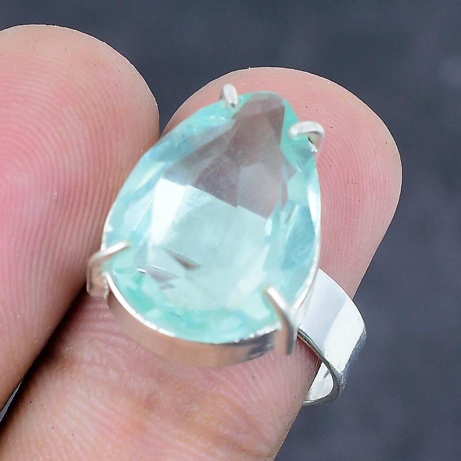 Švýcarský modrý topaz drahokam 925 sterlingové stříbro šperk prsten velikost 8