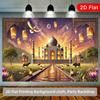 2D Taj Mahal Photography Background, Golden Mosque Sunset Indian Wedding Party Decor Banner
