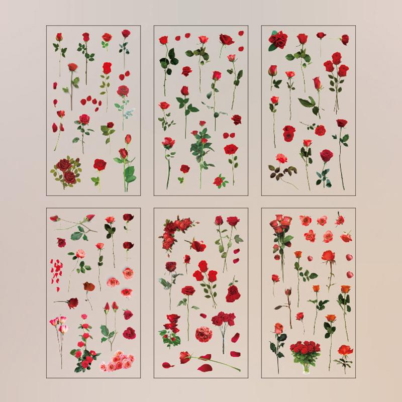 12 Blatt 2 Packungen Transparente PET-Aufkleber Scrapbooking-Materialien DIY Journal Collage Floral Blätter Pflanzen Deko-Aufkleber