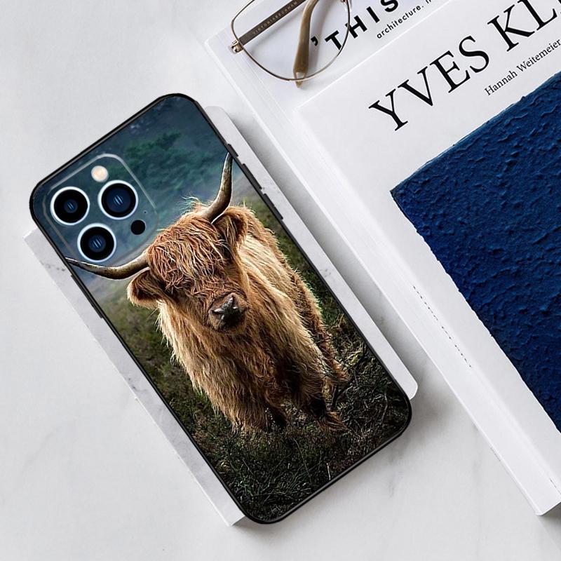 Highland Cow Scottish Art Phone Case For iPhone 14 13 11 12 Pro Max Mini XR XS X 7 8 Plus 15 16 Pro Max Cover