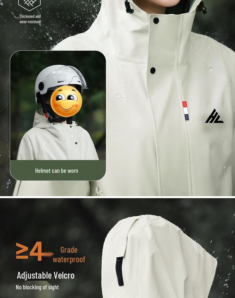 Extra Long Rainproof Motorcycle & Electric Bicycle Poncho - Stormproof One-Piece Overcoat