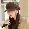 Solid Color Newsboy Hat Warm Octagonal Cap Fashion Bow Beret  Streetwear