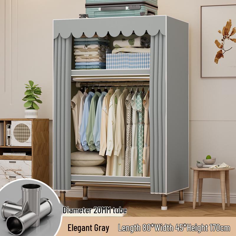 Sturdy Reinforced Steel Frame Fabric Wardrobe for Home & Bedroom Use