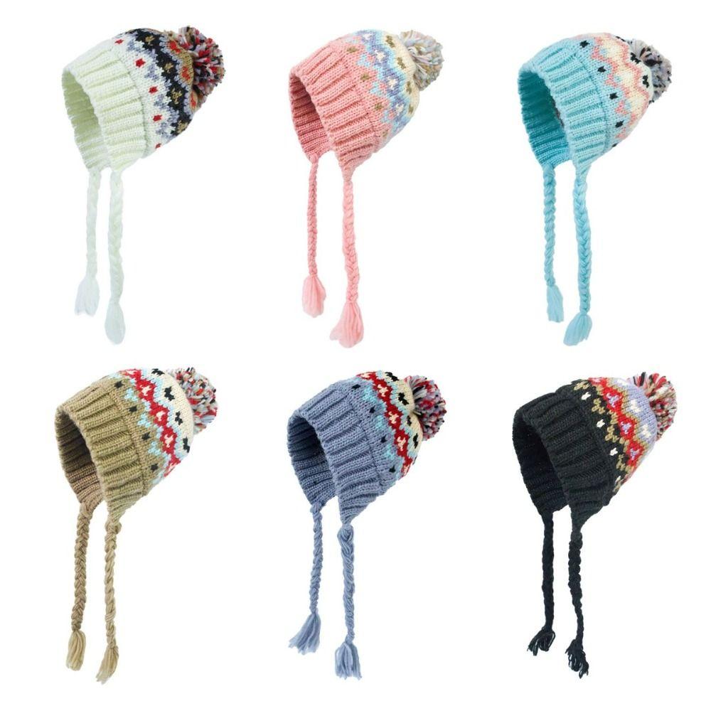 Windproof Children Knitted Hat Autumn Winter Ear Protection Hats Cute Boys Girls Beanie Cap  Kids