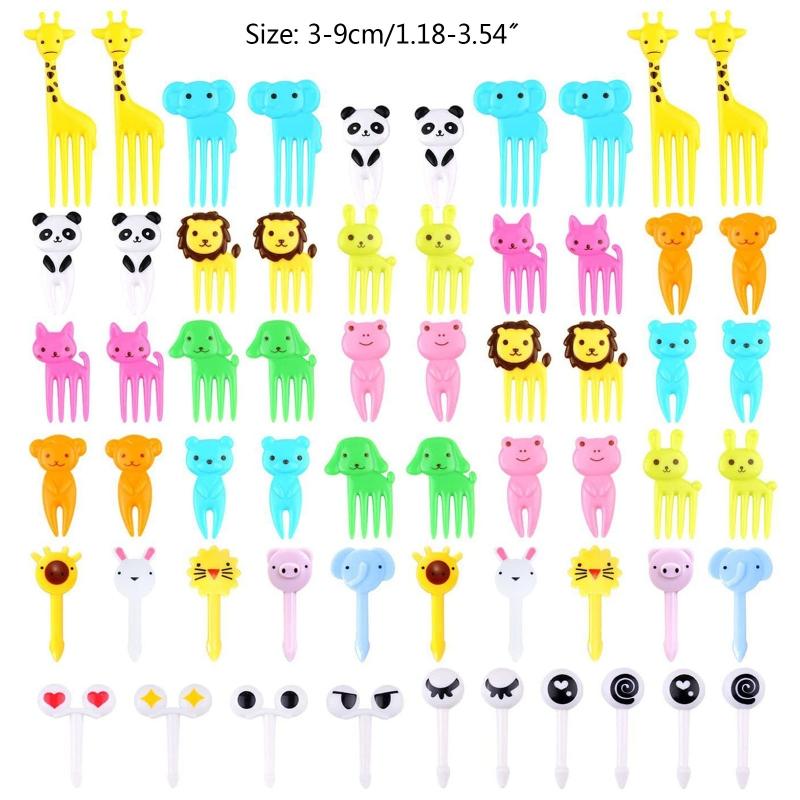 Set of 60 Plastic Fruit Picks Food Picks Food Toothpick Foods Forks Food Pick Fruit Fork Cute Animal Shaped Color Random