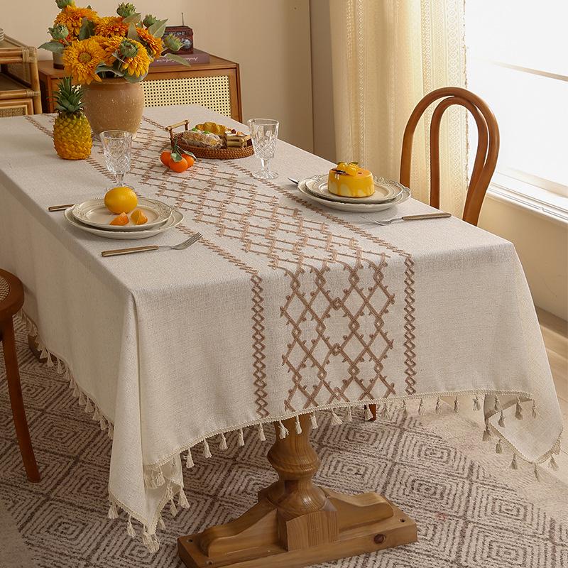 High-End Linen Tablecloth: Luxury Solid Color, Thickened, Oilproof, Non-slip Dining & Coffee Table Cover