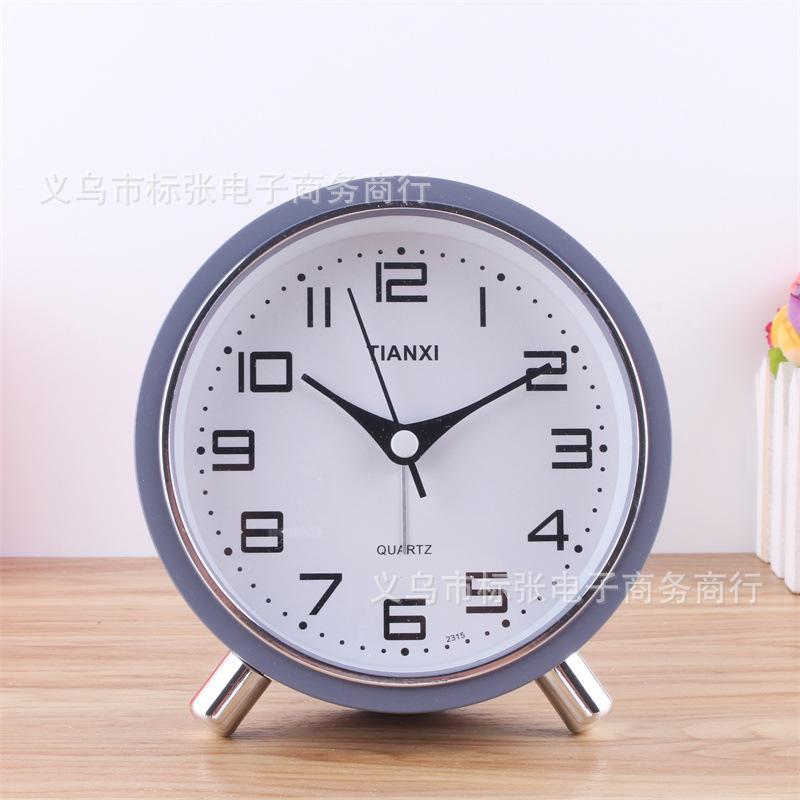 Plastic Round Alarm Clock Bedside Alarm Clock for Students and Children Creative Desktop Desk Clock Quartz Alarm Clock